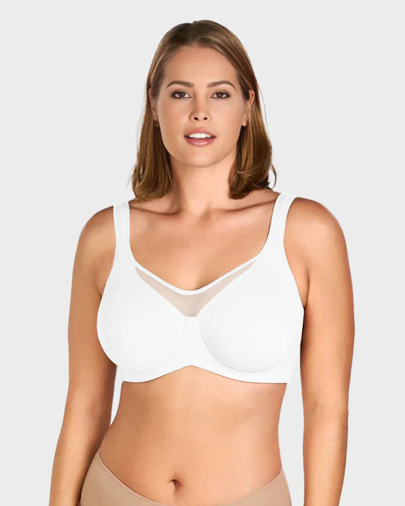 Plus Size Cooling Full Coverage Minimizer Bra -White