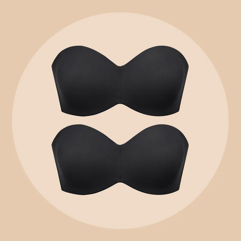 Full Support Non-Slip Convertible Bandeau Bra-Black