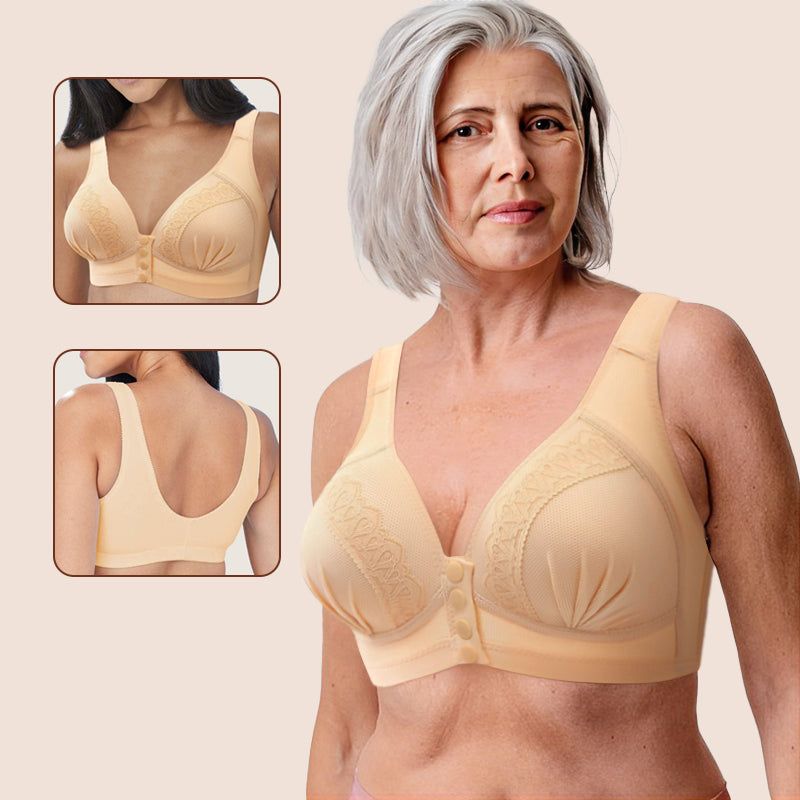 SENIORSBRA®2023 Front Button Breathable Skin-Friendly Cotton Bra-Skin
