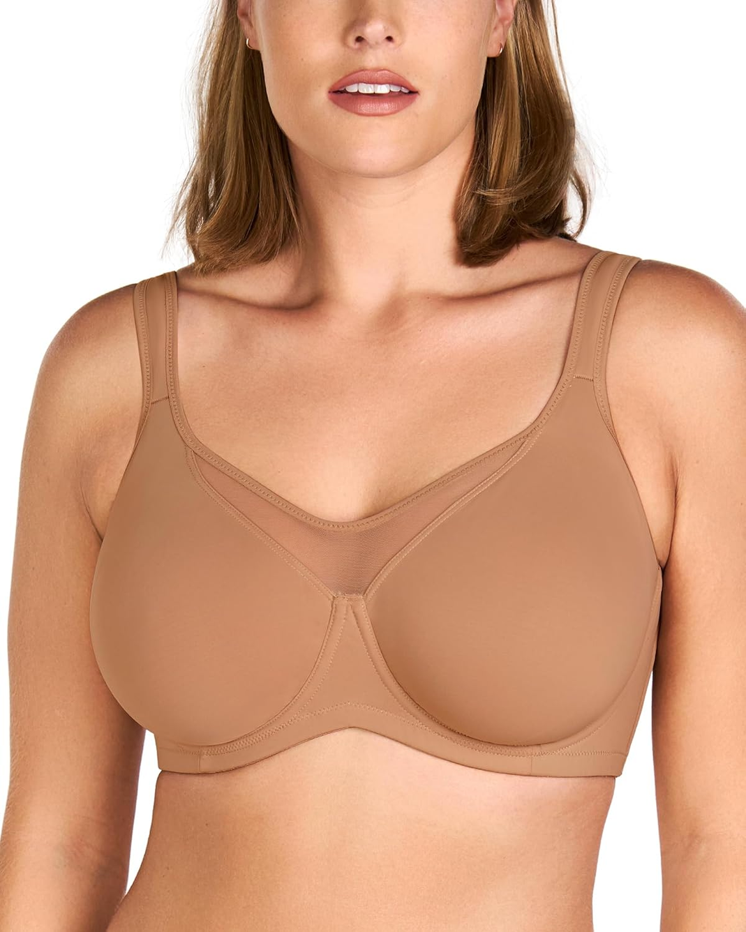 Plus Size Cooling Full Coverage Minimizer Bra -Rich Mocha