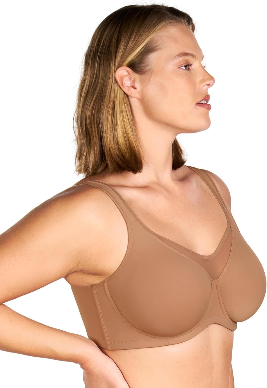 Plus Size Cooling Full Coverage Minimizer Bra -Rich Mocha