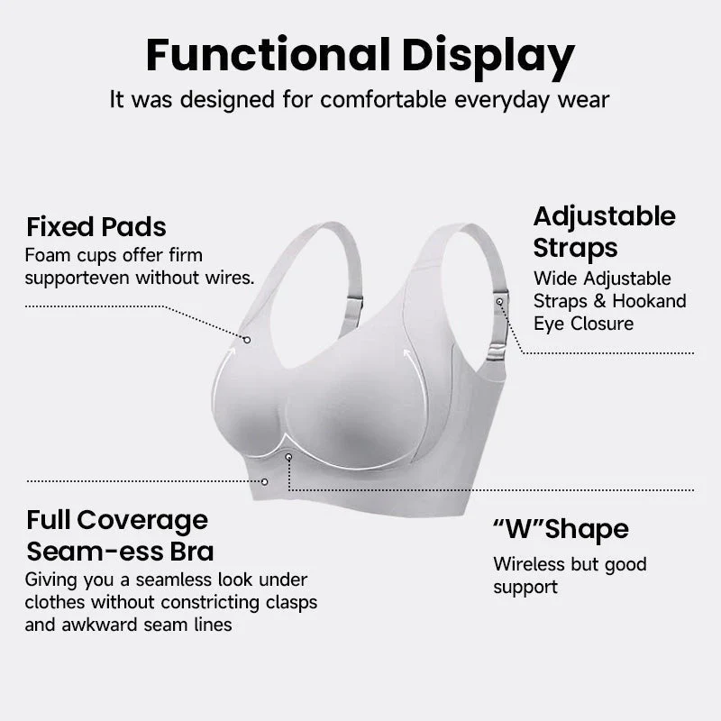 Seniorsbra®Enhanced W Support Adjustment Comfort Bra -Black+Grey+Mocha (3 Pack)