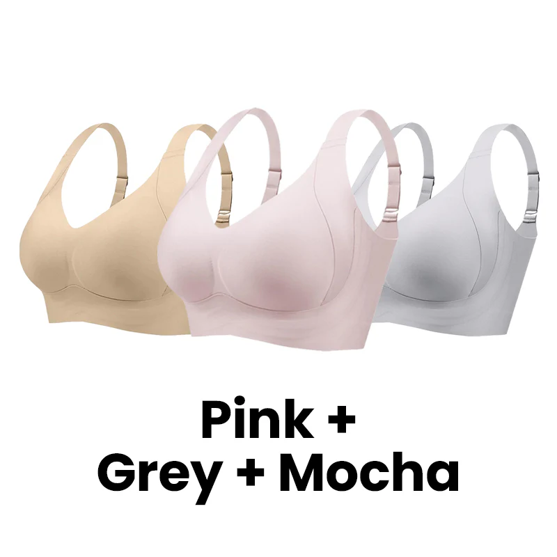 Seniorsbra®Enhanced W Support Adjustment Comfort Bra -Pink+Grey+Mocha (3 Pack)