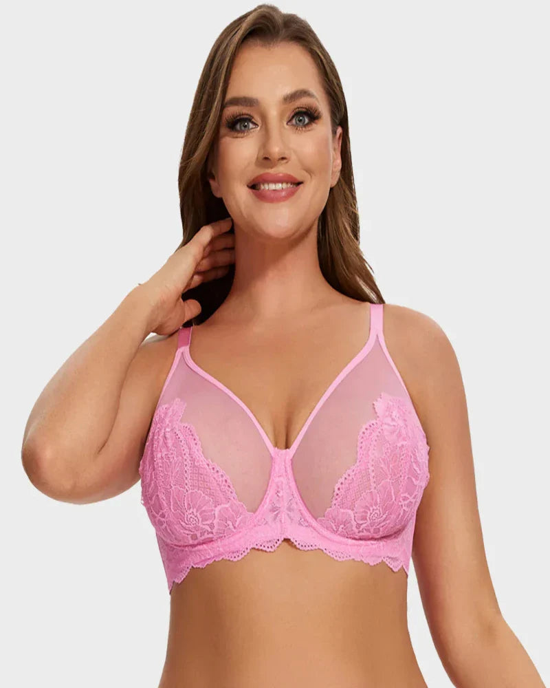 Full Coverage Lace Minimizer Bra - Mermaid Pink+Pink (2 PACK)