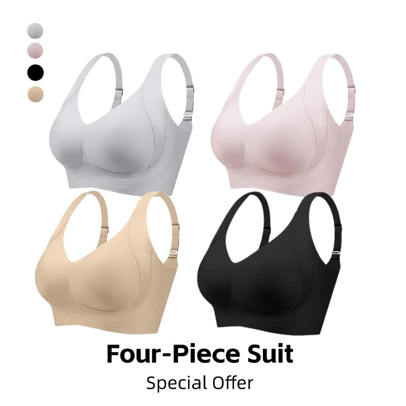 Seniorsbra®Enhanced W Support Adjustment Comfort Bra -Grey+Pink+Black+Mocha (4 Pack)