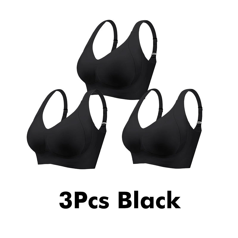 Seniorsbra®Enhanced W Support Adjustment Comfort Bra -Black (3 Pack)