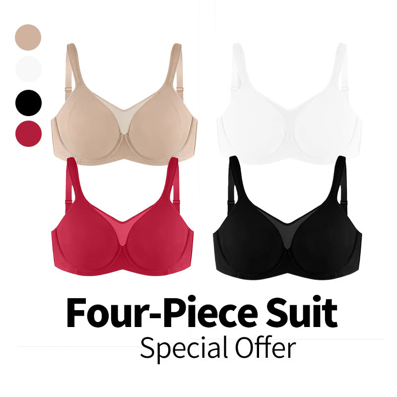 Plus Size Cooling Full Coverage Minimizer Bra -Skin+White+Black+Red (4 Pack）