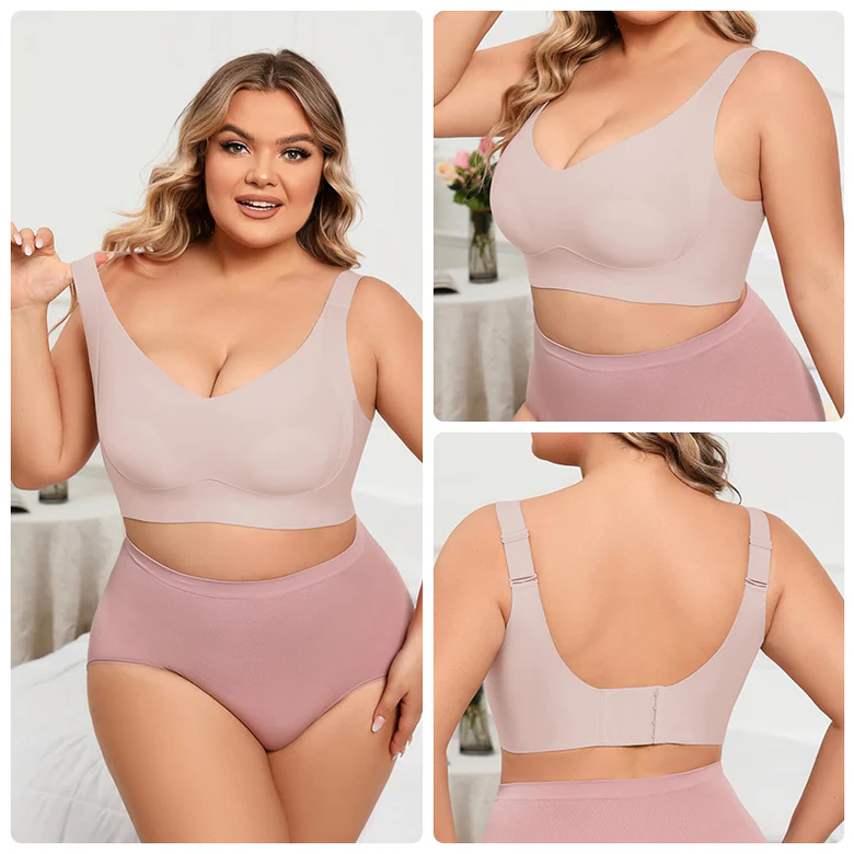 Seniorsbra®Enhanced W Support Adjustment Comfort Bra -Pink+Grey+Mocha (3 Pack)