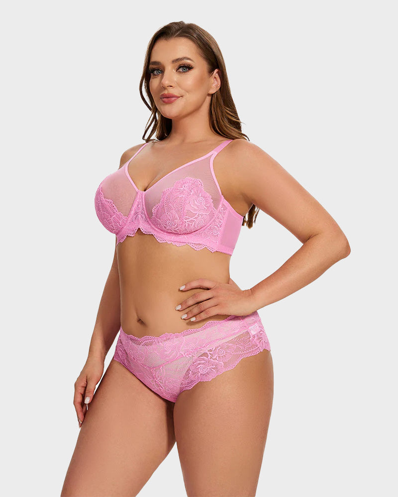 Full Coverage Lace Pink Minimizer Bra