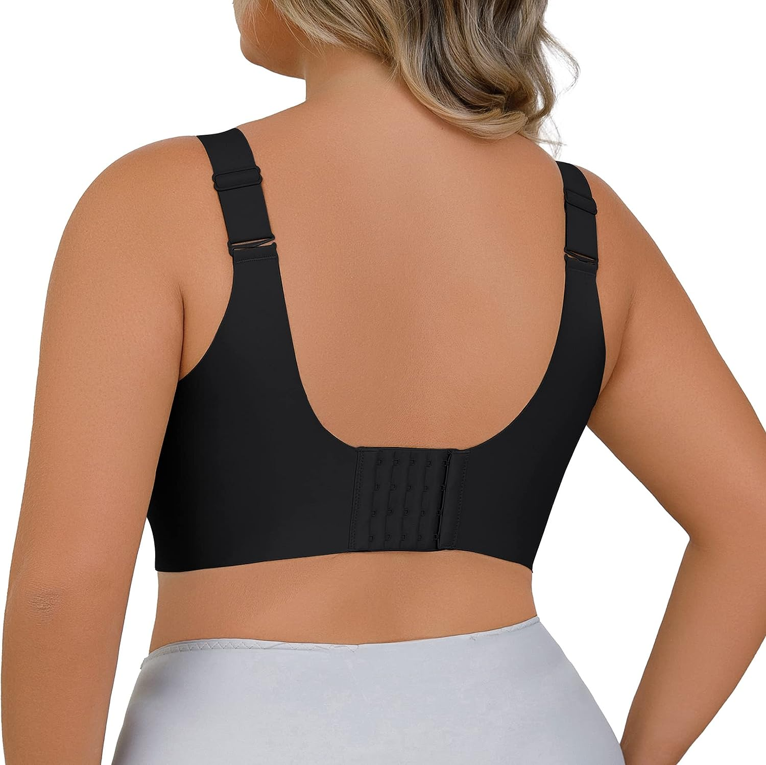 Seniorsbra®Enhanced W Support Adjustment Comfort Bra -Black+Grey+Mocha (3 Pack)