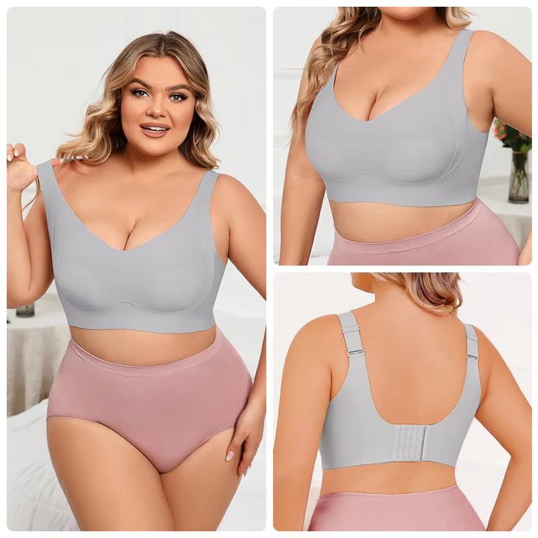 Seniorsbra®Enhanced W Support Adjustment Comfort Bra -Pink+Grey+Mocha (3 Pack)