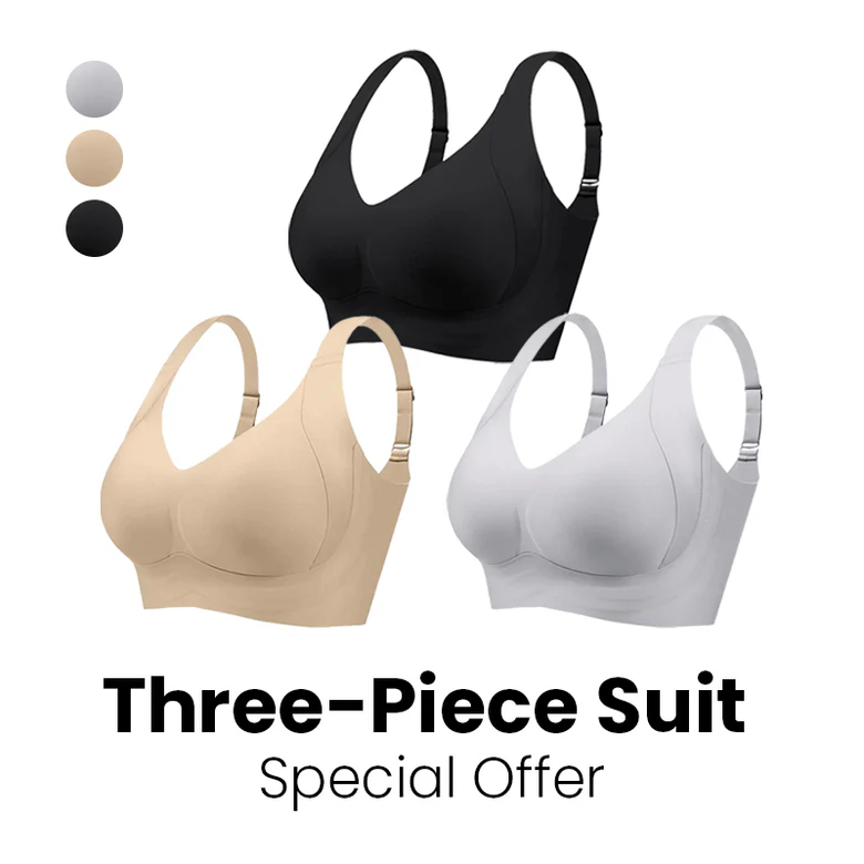 Seniorsbra®Enhanced W Support Adjustment Comfort Bra -Black+Grey+Mocha (3 Pack)