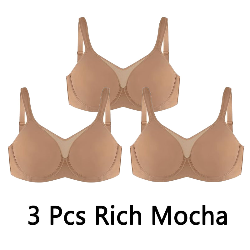 Plus Size Cooling Full Coverage Minimizer Bra -Rich Mocha (3 Pack)