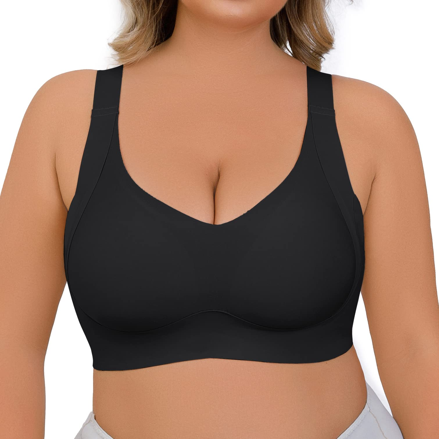 Seniorsbra®Enhanced W Support Adjustment Comfort Bra -Mocha+Black+Pink (3 Pack)