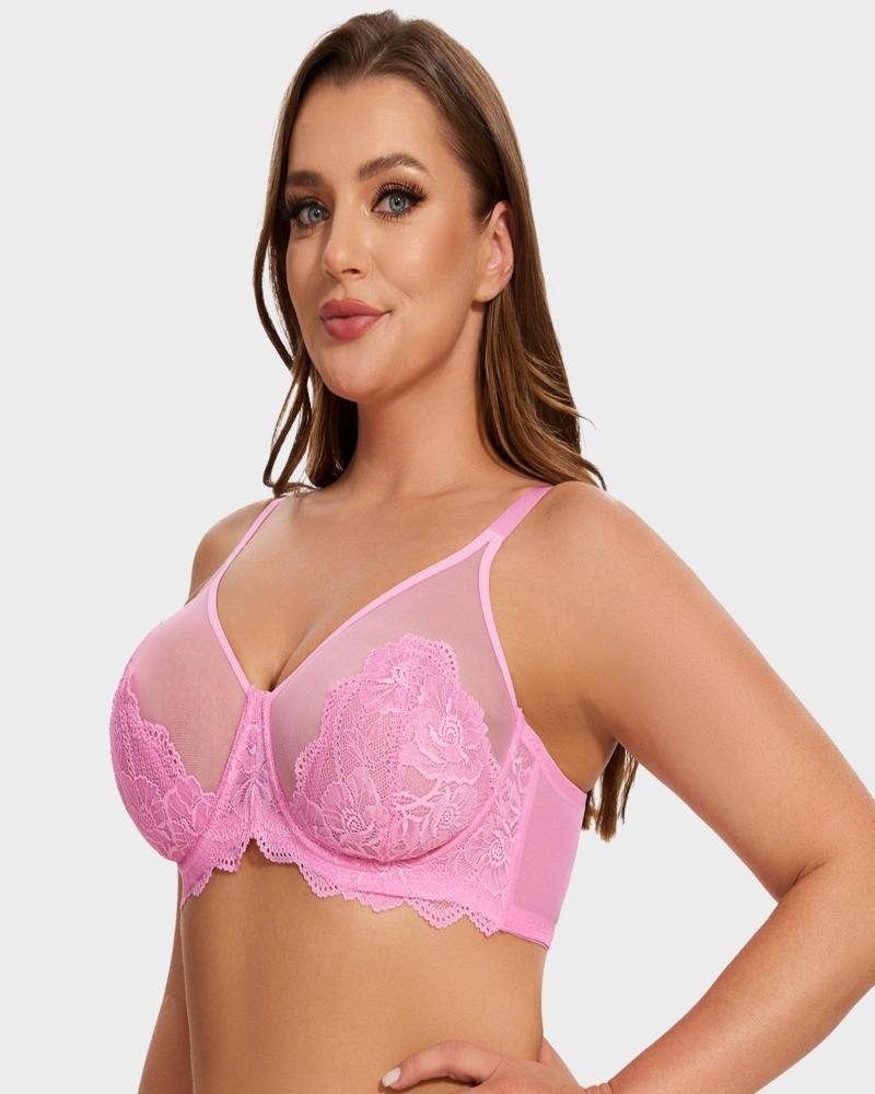 Full Coverage Lace Minimizer Bra - Mermaid Pink+Pink (2 PACK)