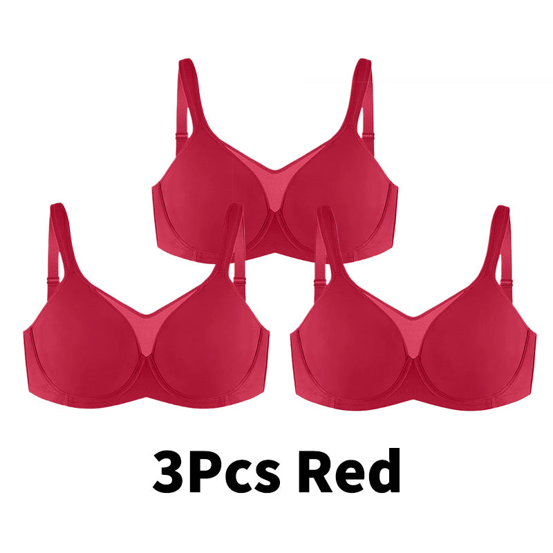 Plus Size Cooling Full Coverage Minimizer Bra -Red (3 Pack)