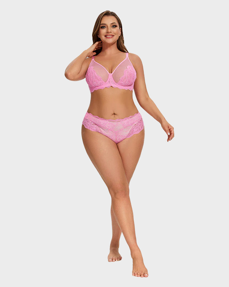 Full Coverage Lace Pink Minimizer Bra