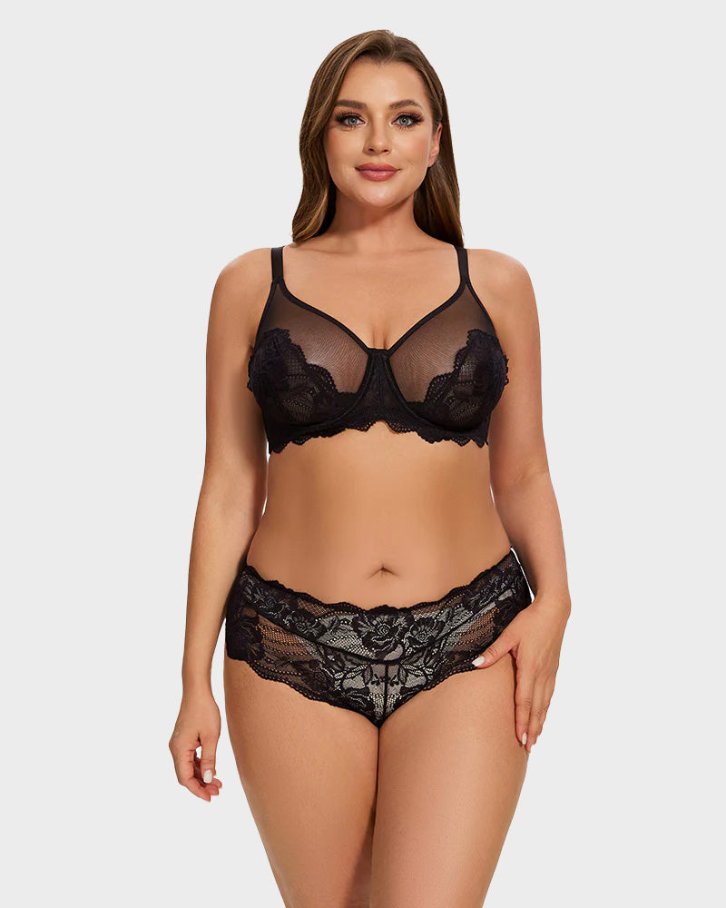 Full Coverage Lace Black Minimizer Bra