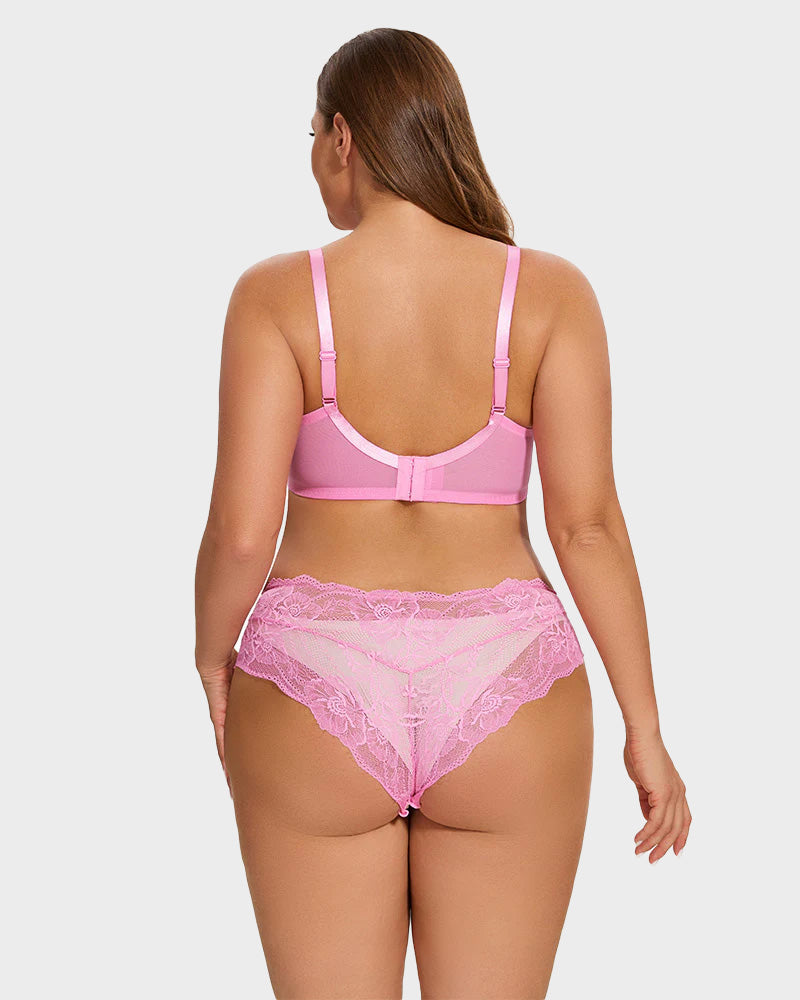 Full Coverage Lace Pink Minimizer Bra