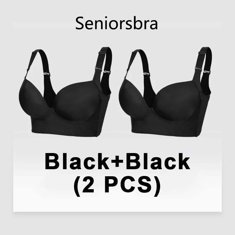 Push-Up Back Smoothing Bra - Black (2 PACK）