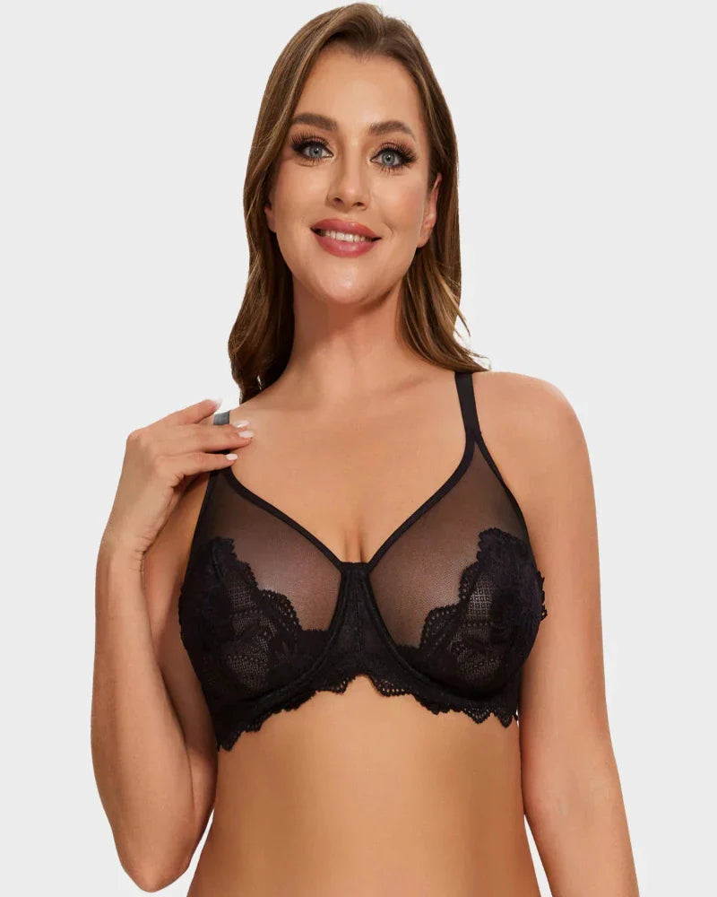 Full Coverage Lace Minimizer Bra - Mermaid Black+Black(2 PACK)