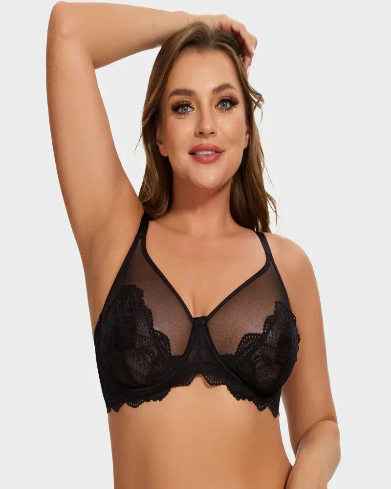 Full Coverage Lace Minimizer Bra - Mermaid Black+Black(2 PACK)