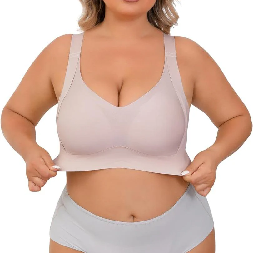 Seniorsbra®Enhanced W Support Adjustment Comfort Bra -Pink+Grey+Mocha (3 Pack)