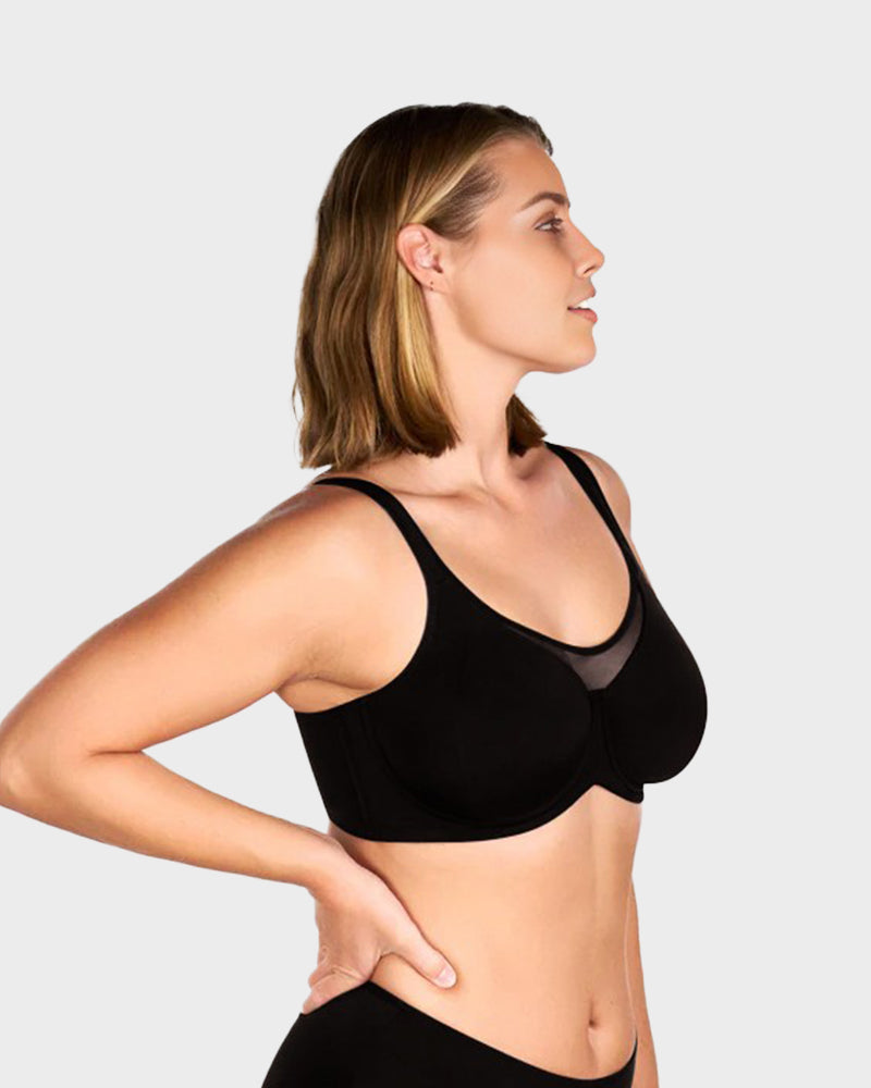 Plus Size Cooling Full Coverage Minimizer Bra -Skin+Black+Red (3 Pack)