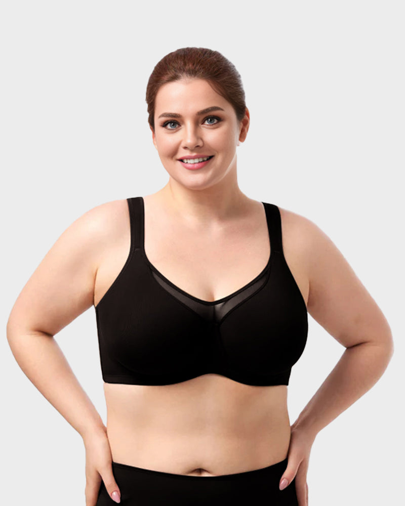 Plus Size Cooling Full Coverage Minimizer Bra -Skin+Black+Red (3 Pack)