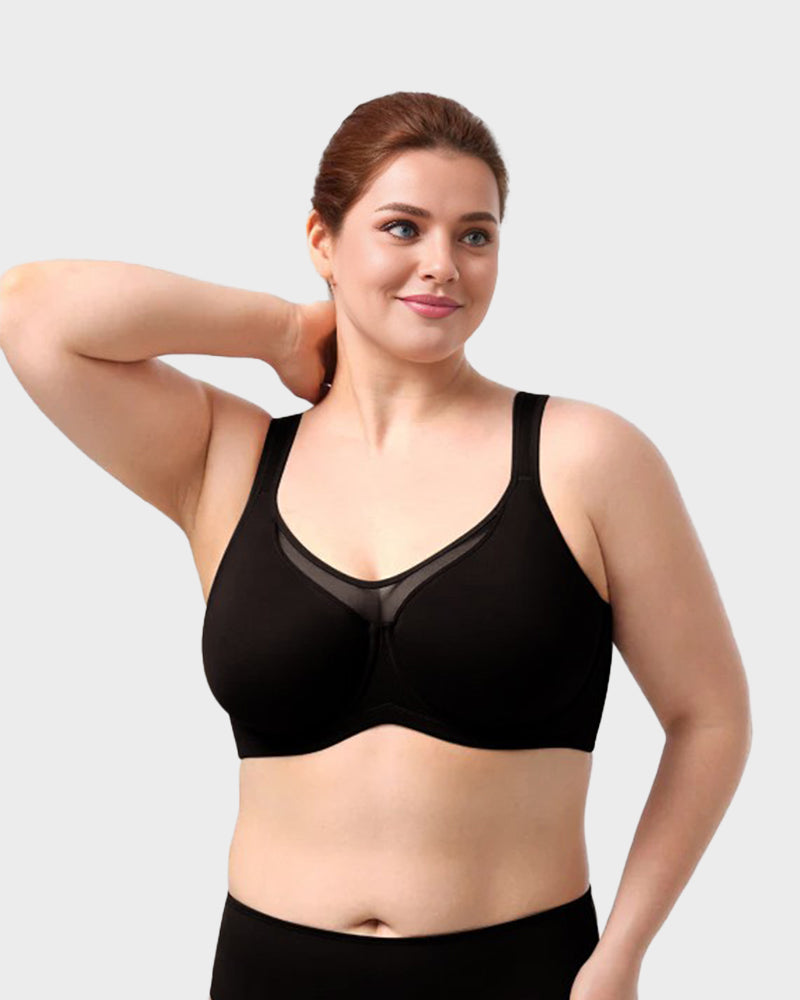 Plus Size Cooling Full Coverage Minimizer Bra -Skin+Black+Red (3 Pack)