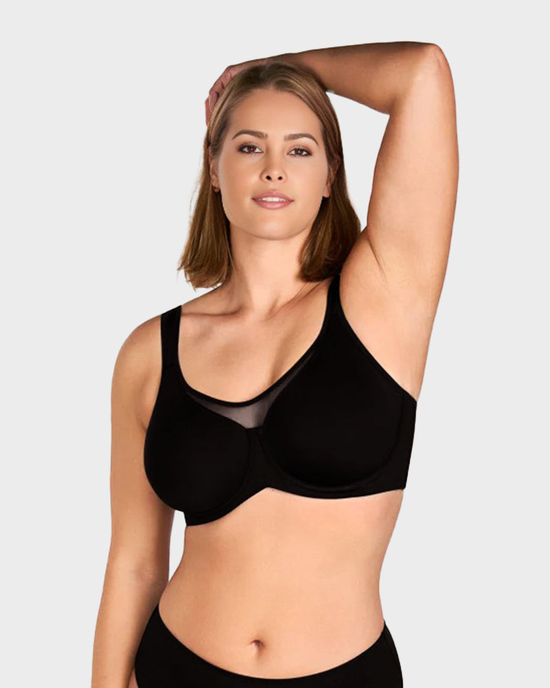 Plus Size Cooling Full Coverage Minimizer Bra -Skin+Black+Red (3 Pack)