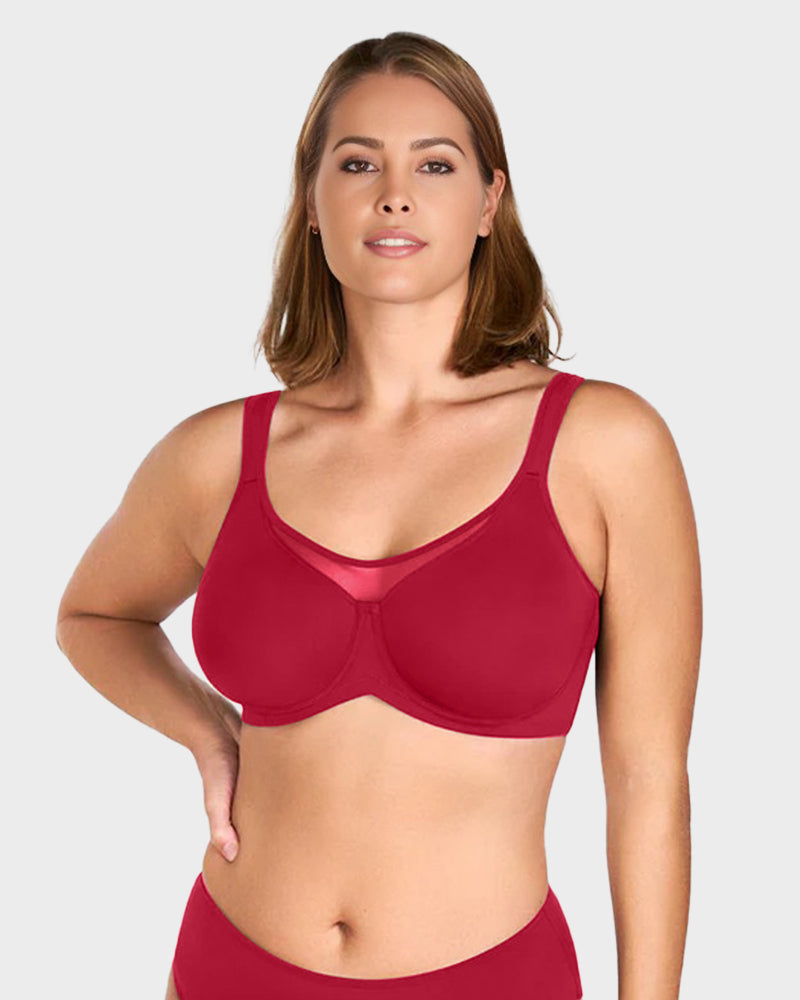 Plus Size Cooling Full Coverage Minimizer Bra -Skin+Black+Red (3 Pack)