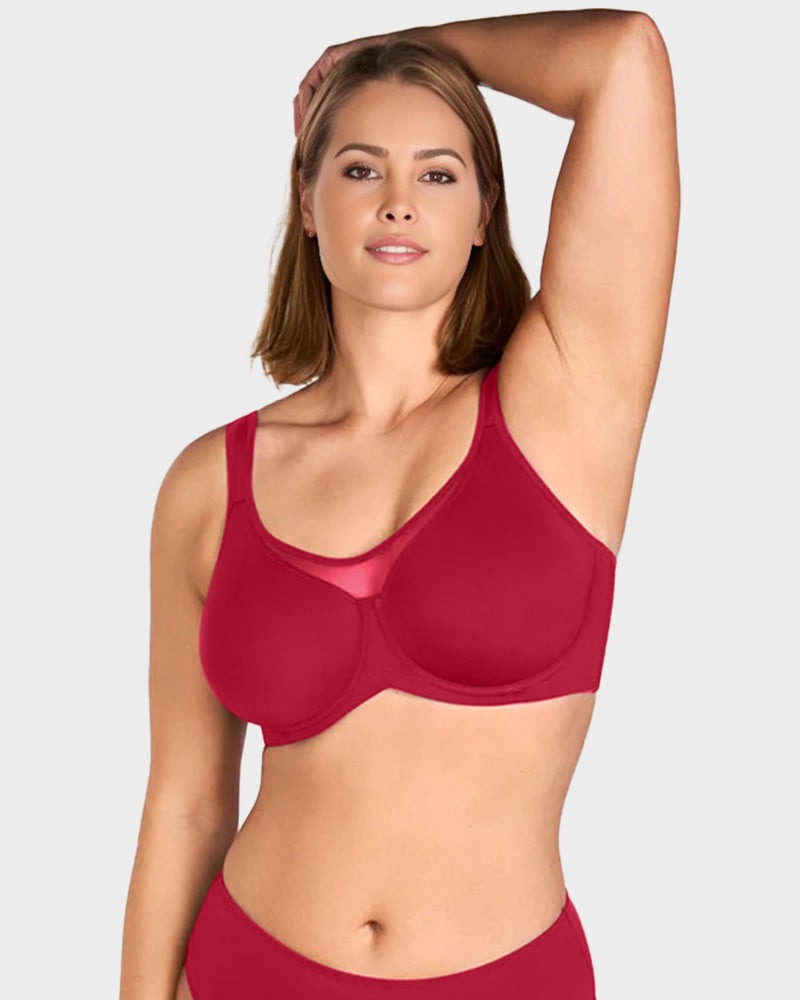 Plus Size Cooling Full Coverage Minimizer Bra -Skin+Black+Red (3 Pack)
