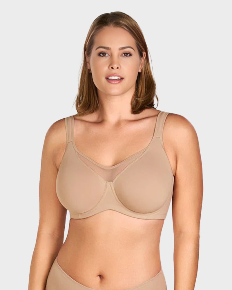 Plus Size Cooling Full Coverage Minimizer Bra -Skin+Black+Red (3 Pack)