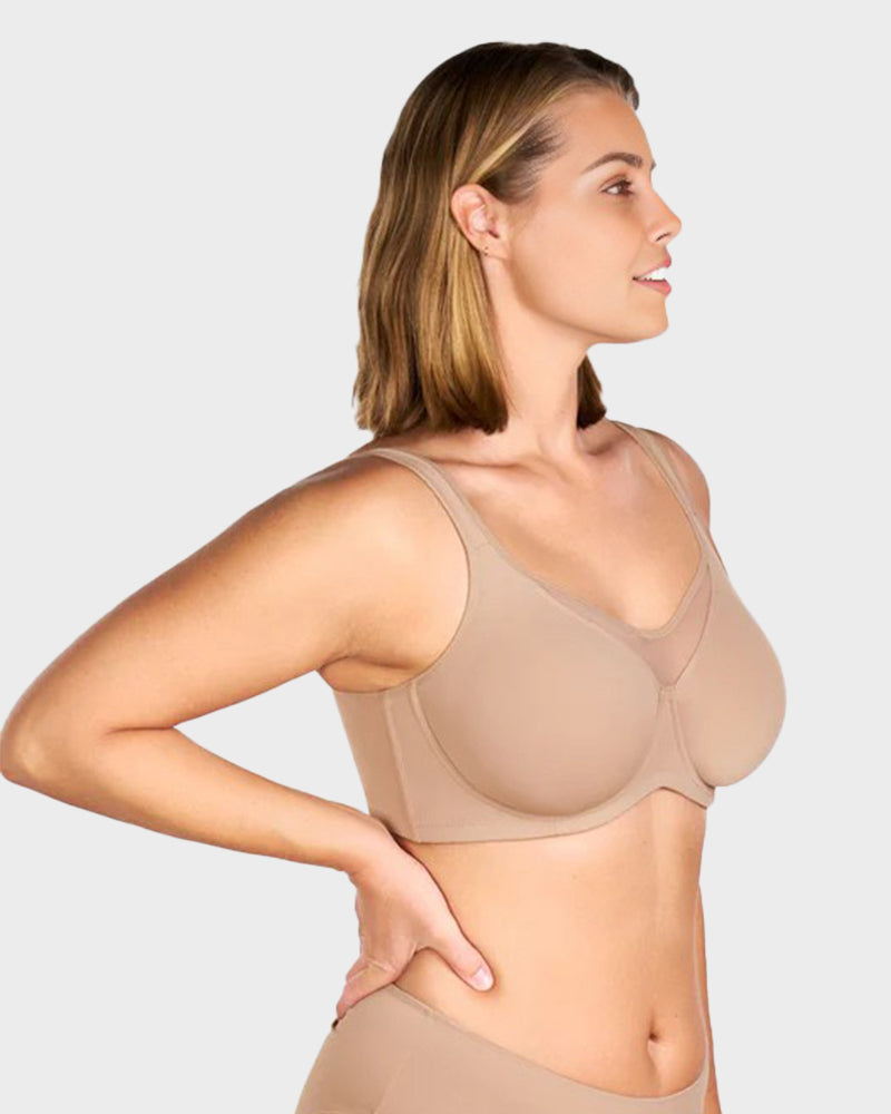 Plus Size Cooling Full Coverage Minimizer Bra -Skin+Black+Red (3 Pack)