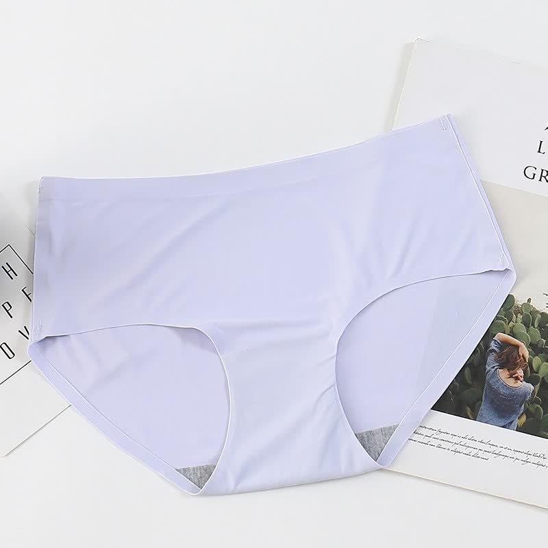 One-piece Ice Silk Without Trace Women&#39;s Large Mid-waist Sexy And Breathable Underwear