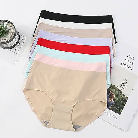 One-piece Ice Silk Without Trace Women's Large Mid-waist Sexy And Breathable Underwear