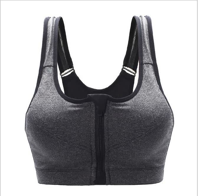 Sports Bra High Strength Shockproof Professional Running Fitness Bralette Yoga Front Buckle Zipped Underwear Women