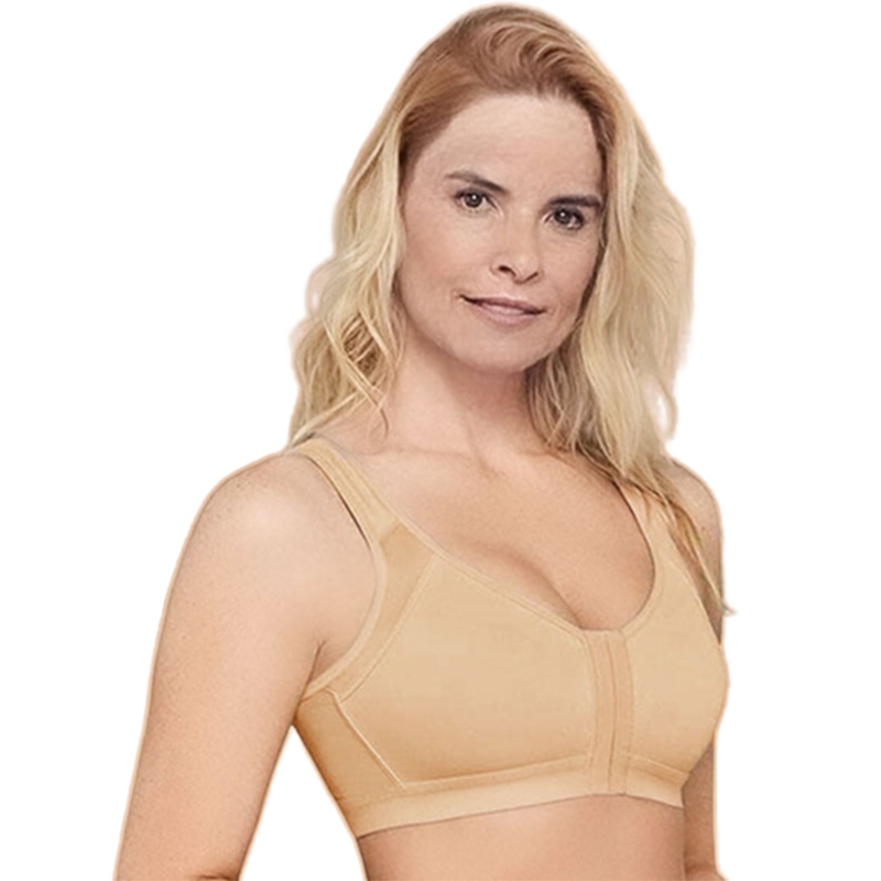 SENIROSBRA®Women&#39;s 18-Hour Front Closure Wireless Back Support Posture Full Coverage Bra-BEIGE