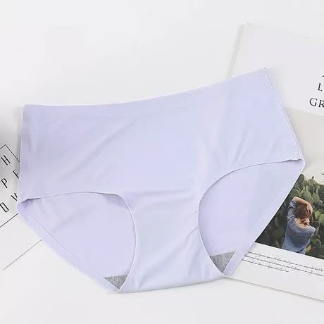 One-piece Ice Silk Without Trace Women&#39;s Large Mid-waist Sexy And Breathable Underwear