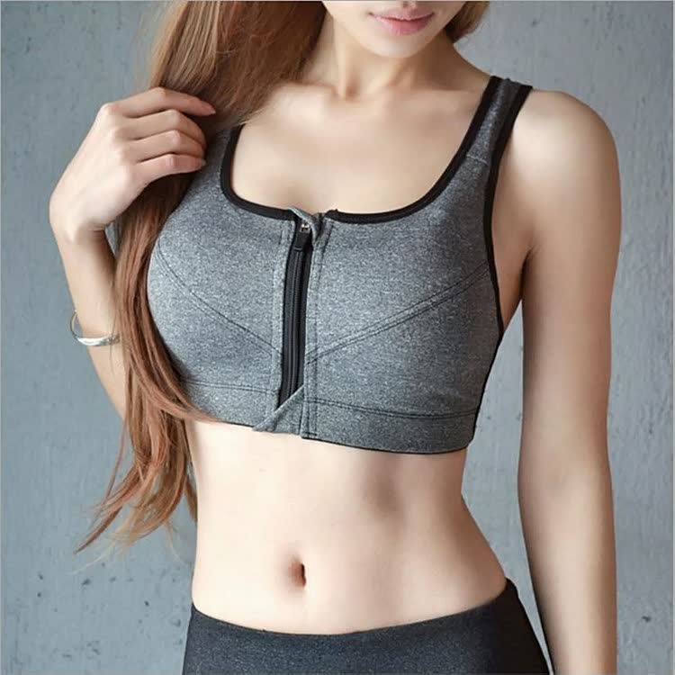 Sports Bra High Strength Shockproof Professional Running Fitness Bralette Yoga Front Buckle Zipped Underwear Women