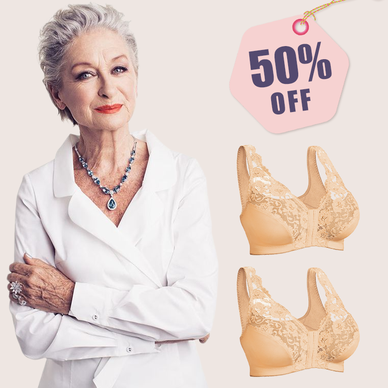 SENIORSBRA®WOMEN&#39;S 18-HOUR Front Hooks, Stretch-Lace, Super-Lift And Posture Correction-ALL IN ONE BRA(BUY 1 GET 1 FREE) -Beige