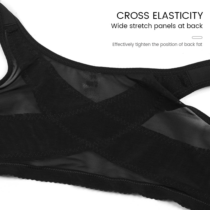 SENIORSBRA®FRONT CLOSURE WIRELESS POSTURE &amp; BACK SUPPORT MESH LACE PUSH-UP BRA（BUY 1 GET 1 FREE)