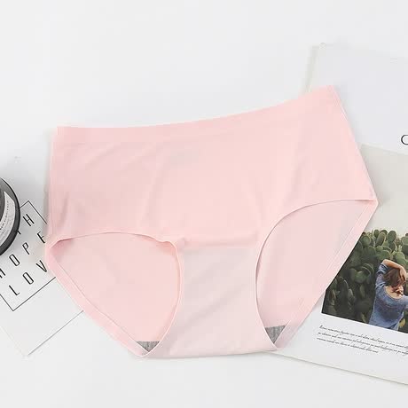 One-piece Ice Silk Without Trace Women&#39;s Large Mid-waist Sexy And Breathable Underwear