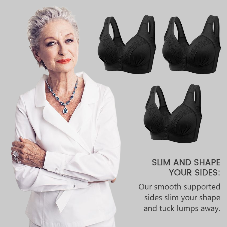 SENIORSBRA®2023 Front Button Breathable Skin-Friendly Cotton Bra-Black