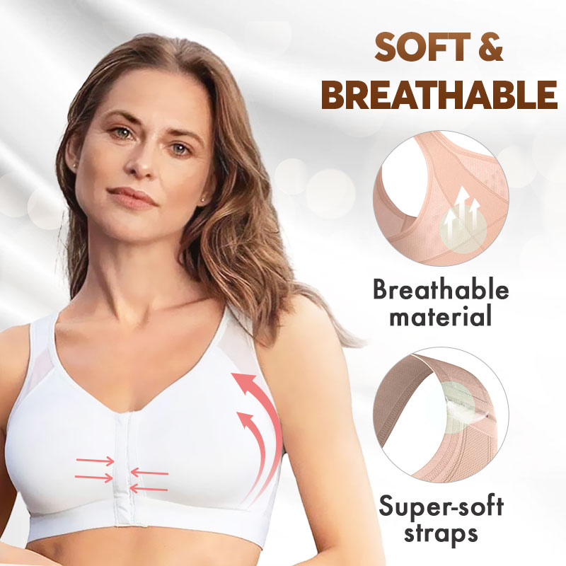 Lift Posture Bra, Women's Full Coverage Front Closure Wire Free Back Support  Posture Bra, Embraced Bras for Senior (3PCS,S) at  Women's Clothing  store