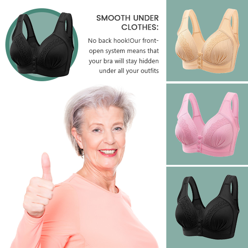SENIORSBRA®2023 Front Button Breathable Skin-Friendly Cotton Bra-Black