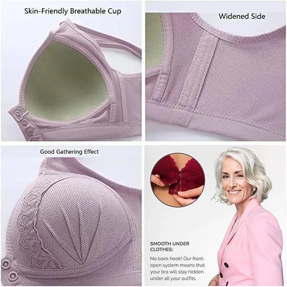 SENIORSBRA®2023 FRONT BUTTON BREATHABLE SKIN-FRIENDLY COTTON BRA-PINK
