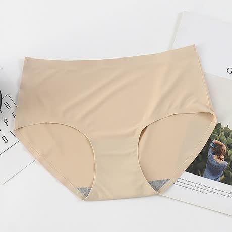 One-piece Ice Silk Without Trace Women&#39;s Large Mid-waist Sexy And Breathable Underwear
