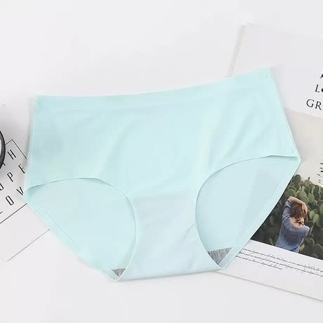 One-piece Ice Silk Without Trace Women&#39;s Large Mid-waist Sexy And Breathable Underwear